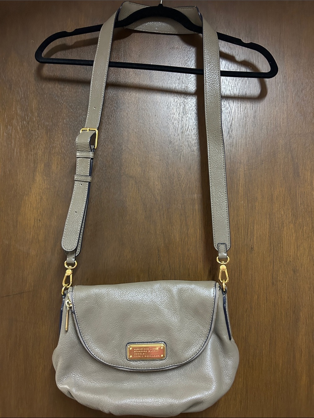 Marc by Marc Jacobs Taupe Pebbled Leather Crossbody with Gold Hardware
